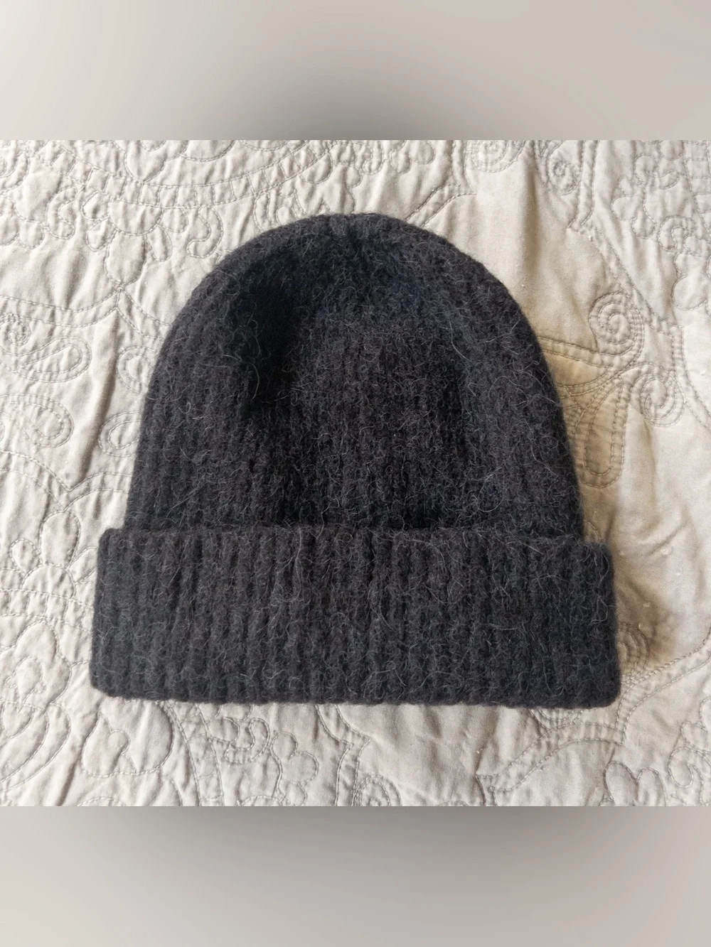 NWT Janessa Leone Piper Beanie Wool/Alpaca Blend Hat Black One Size